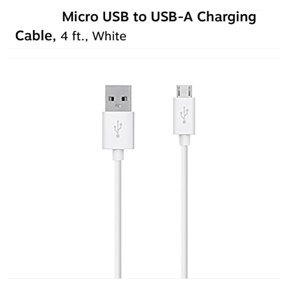 🔥$5 SALE Micro USB to USB A Charging Cable; 4’; White; Amazon